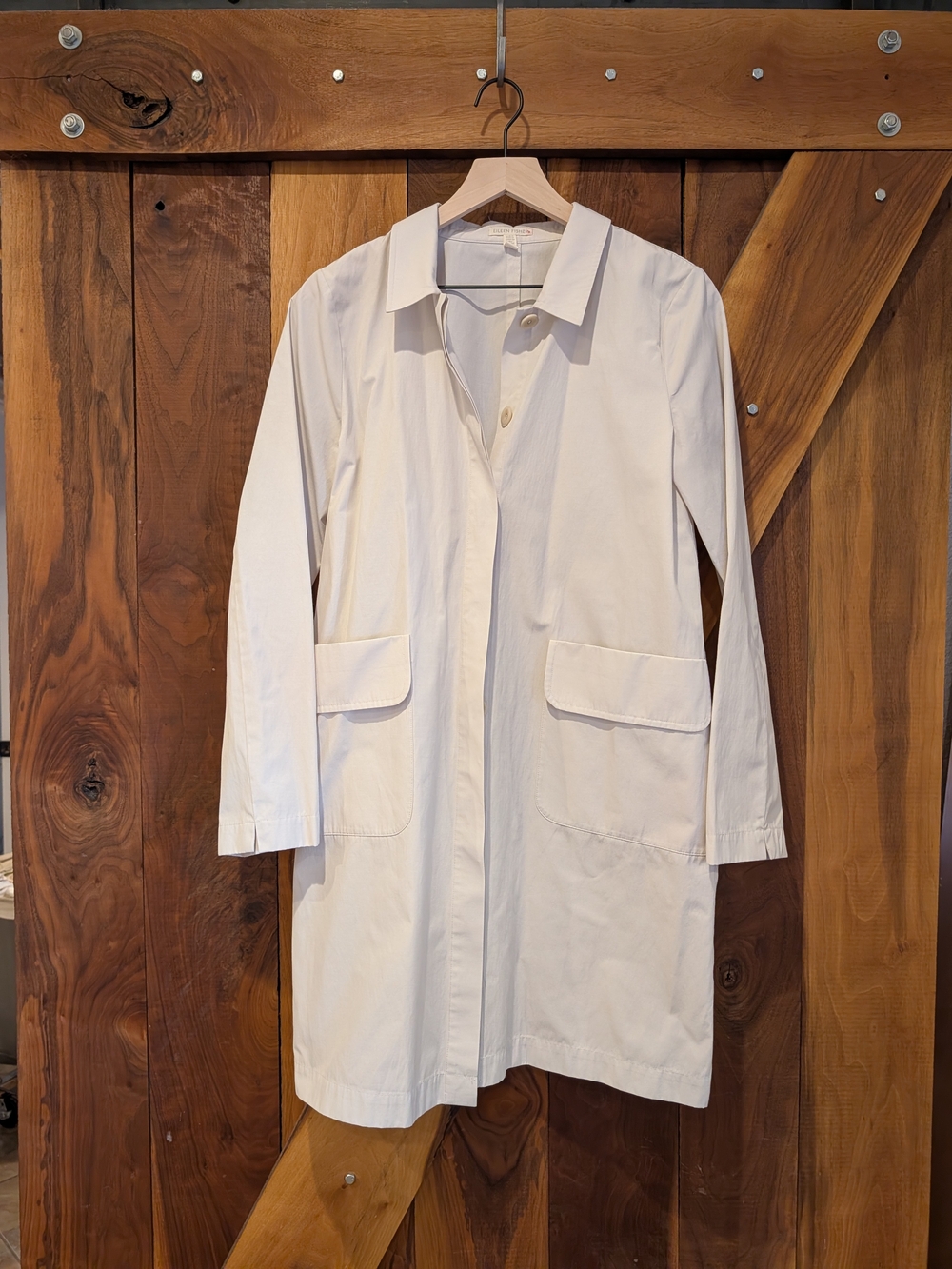 Eileen Fisher Cream Lightweight Trench Coat